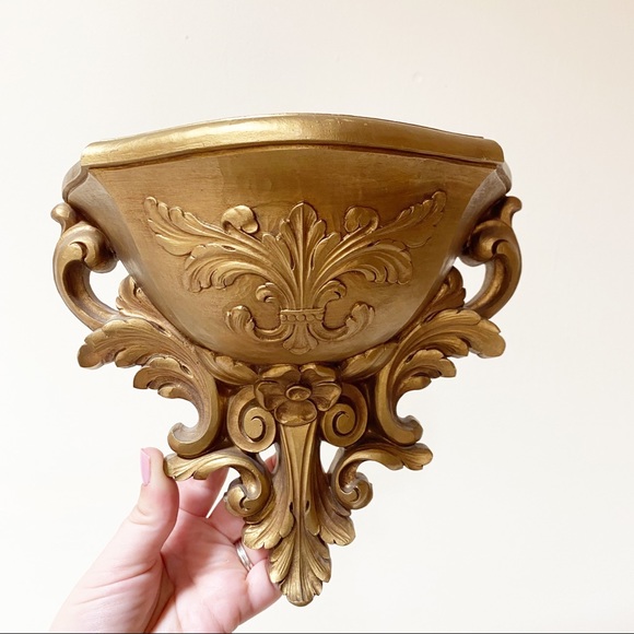 Vintage Gold Dart 1978 Hollywood Regency Indoor Wall Planter Eclectic Boho Decor